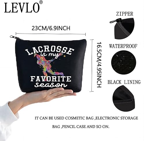 Miniatura 2 de LEVLO Lacrosse Girl Cosmético Maquillaje Bolsa Regalo Para Lacrosse Jugador Lacrosse Es Mi Temporada Favorita Maquillaje Cremallera Bolsa Bolsa Para