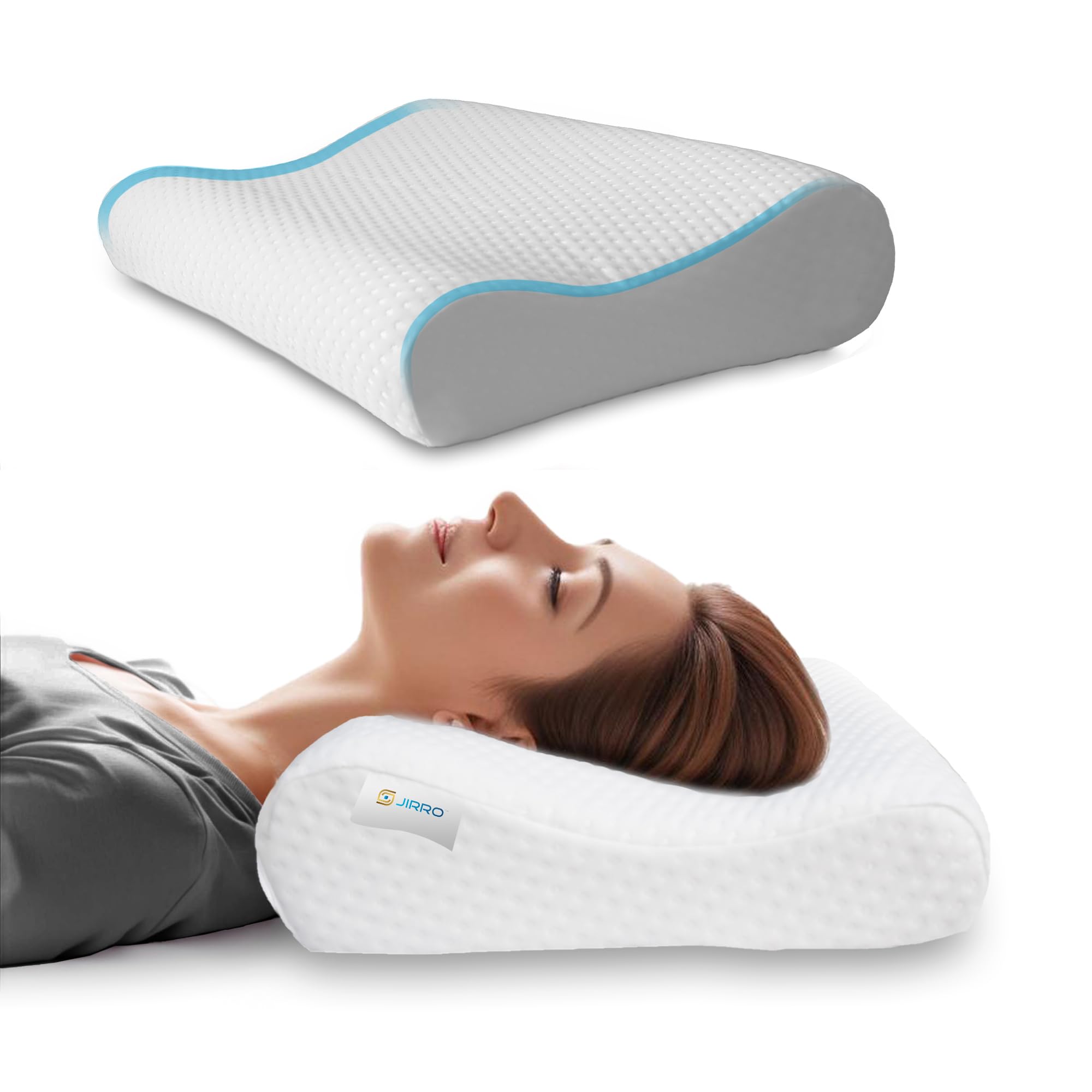 JIRRO Contour Cervical Pillow for Neck and Shoulder Pain Relief - Orthopedic Pillow with Memory Foam, Feather Touch Soft Outer Cover for Comfortable and Peaceful Sleep. 21x14x4 Inch (White) (B0D7B4JDVB) Amazon Price History, Amazon Price Tracker