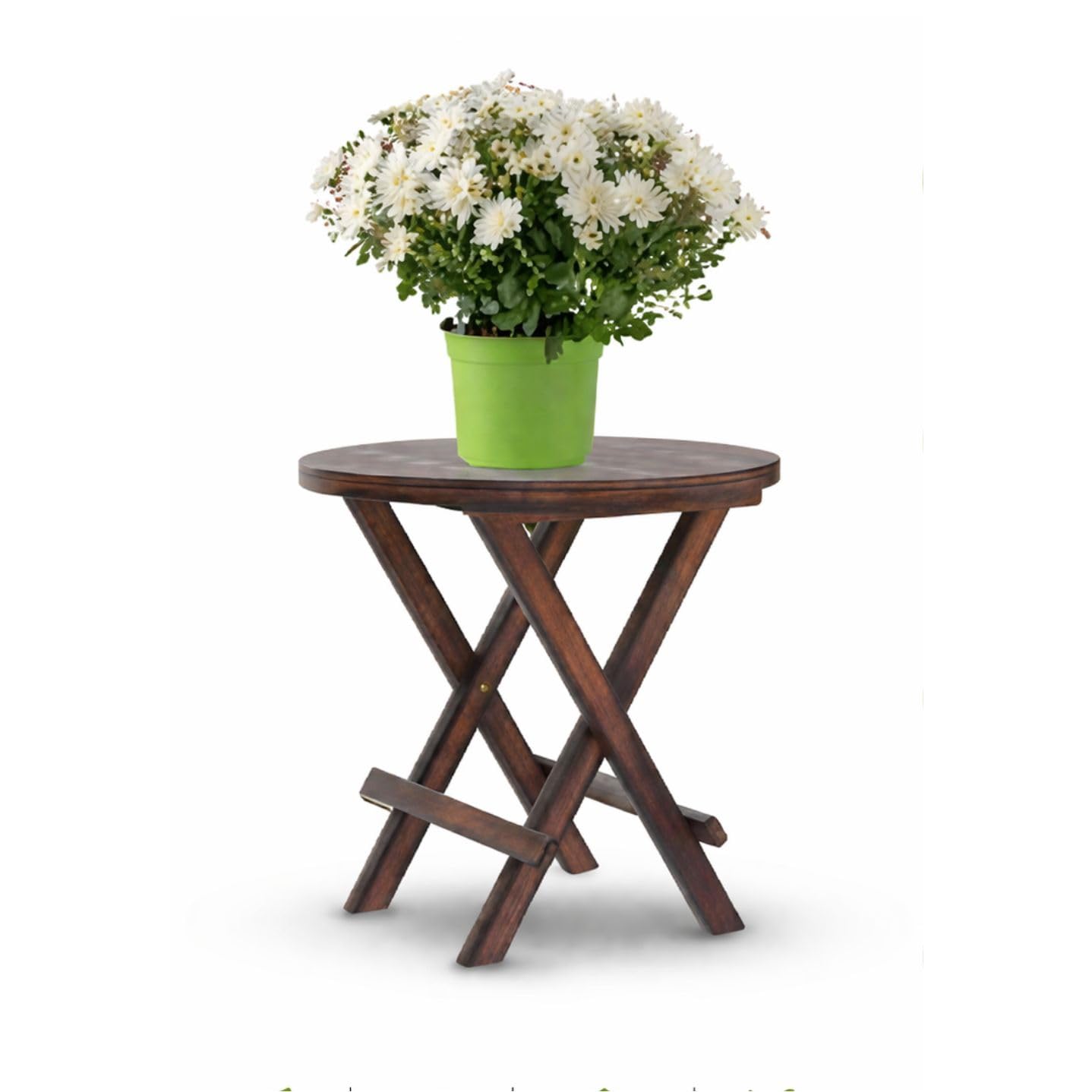 KM Wood Art Wooden Foldable Table for Home & Outdoor | Sheesham Wood Round Table for Balcony, Garden, Patio & Living Room 30x30x30 cm-image-19