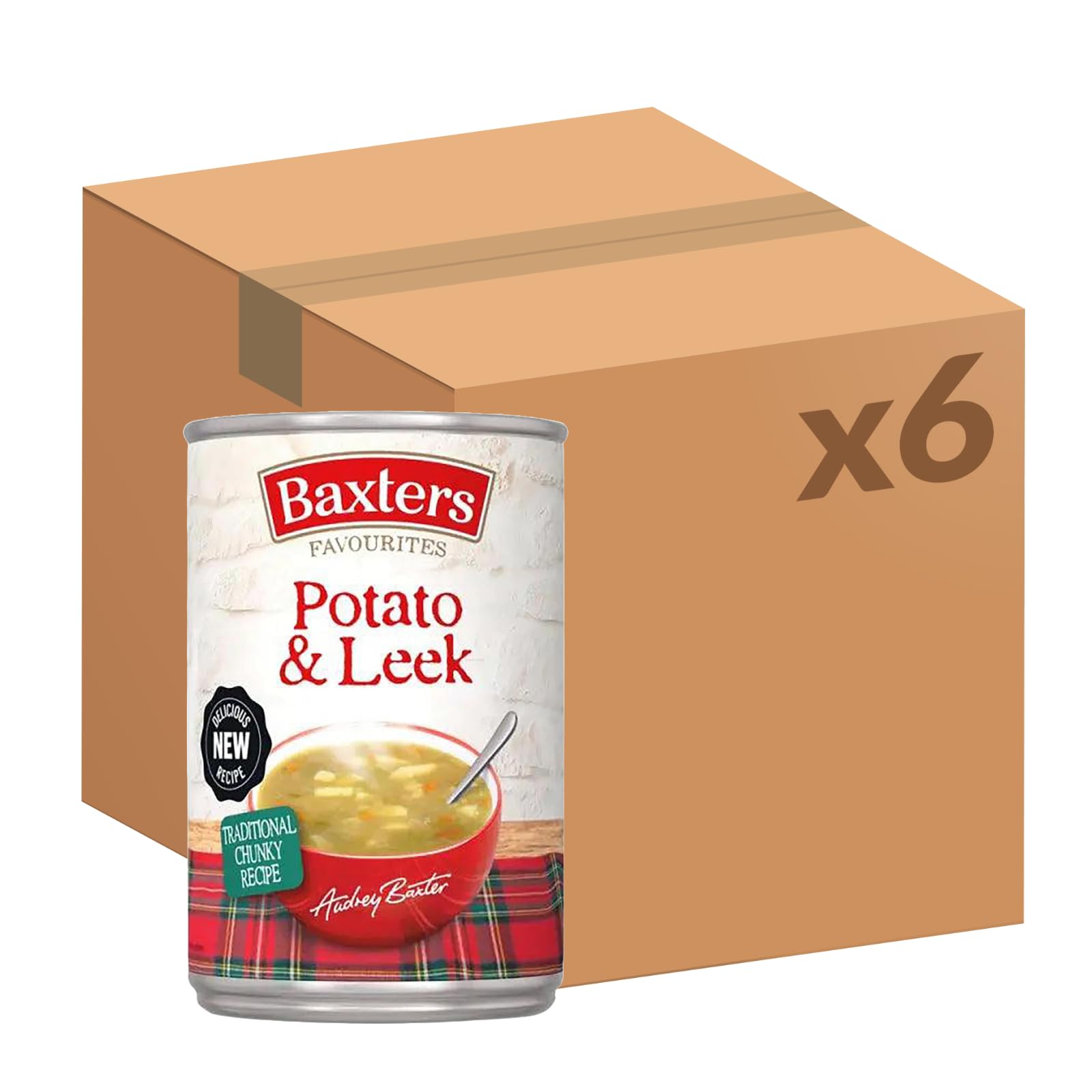 Baxters Favourites Potato & Leek Soup, Vegetarian, Ready-to-Eat Tinned Soup, 400 g (Pack of 6 Tins)