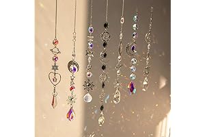 Crystal Suncatcher 7PCS 17Inch Moon Dream Catchers with Crystals