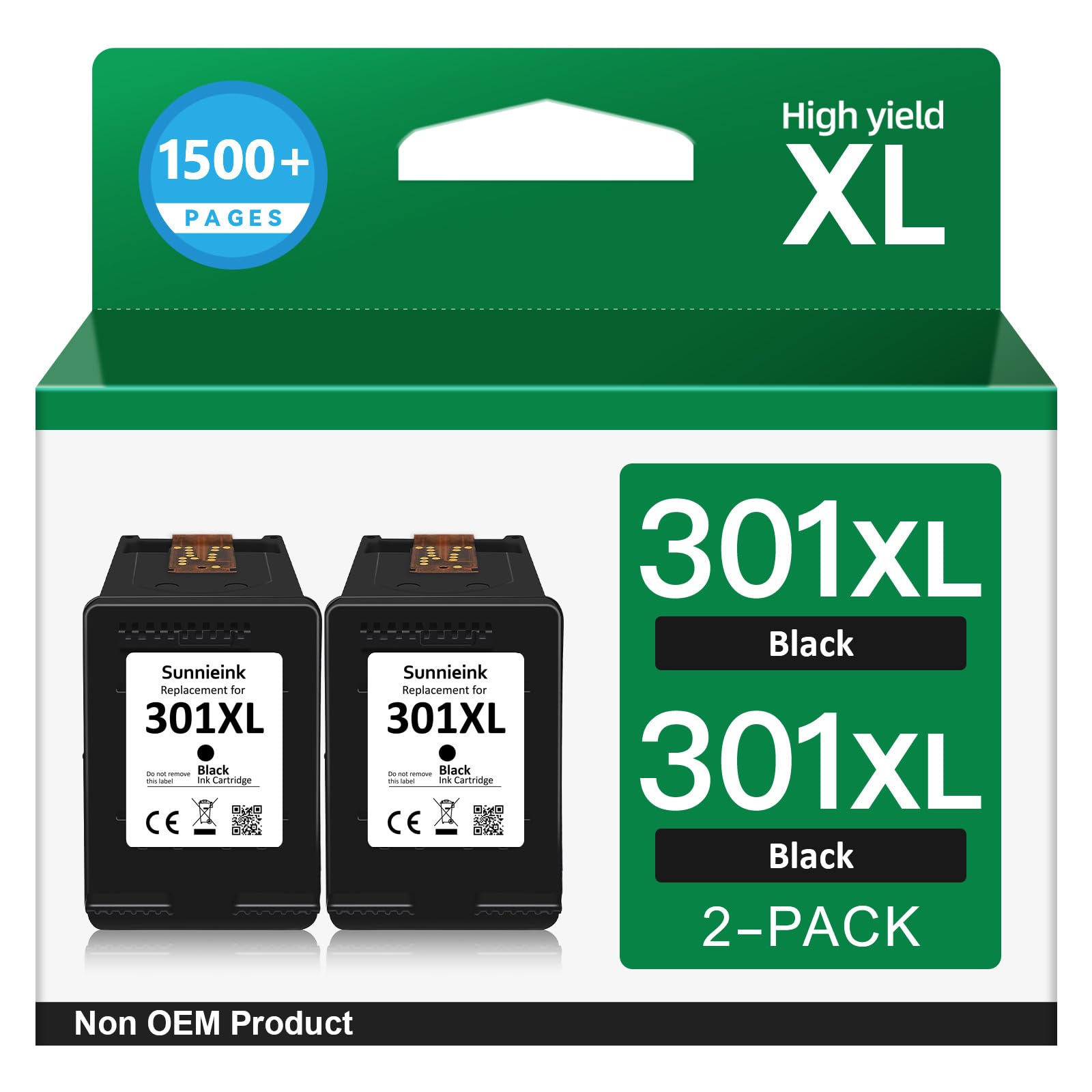 Sunnieink 301 czarny wkład atramentowy, 301 XL zamiennik do HP 301 wkłady atramentowe Combo Pack, tusz do drukarki 301XL dla Envy 5530 4500 4507 5532 DeskJet 3050a 3050 1514 1510 2544 2540 1050 biuro