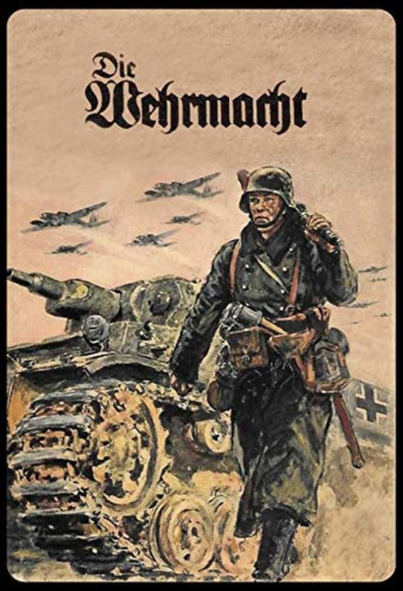 Viewkedt Black Memorial Day Soldier Tank Metal Tin Sign German Soldier Panzer Vintage Metal Tin Sign Independence Day Metal Signs Spring Wall Decor 6X8 In