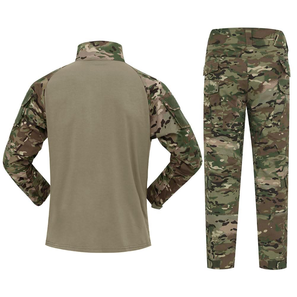 Homme Tactique de Camouflage Costume Vêtements Tactique Uniforme Militaire Tenue Airsoft Chemise de Combat et Camouflage Cargo Pantalon pour Paintball Chasse