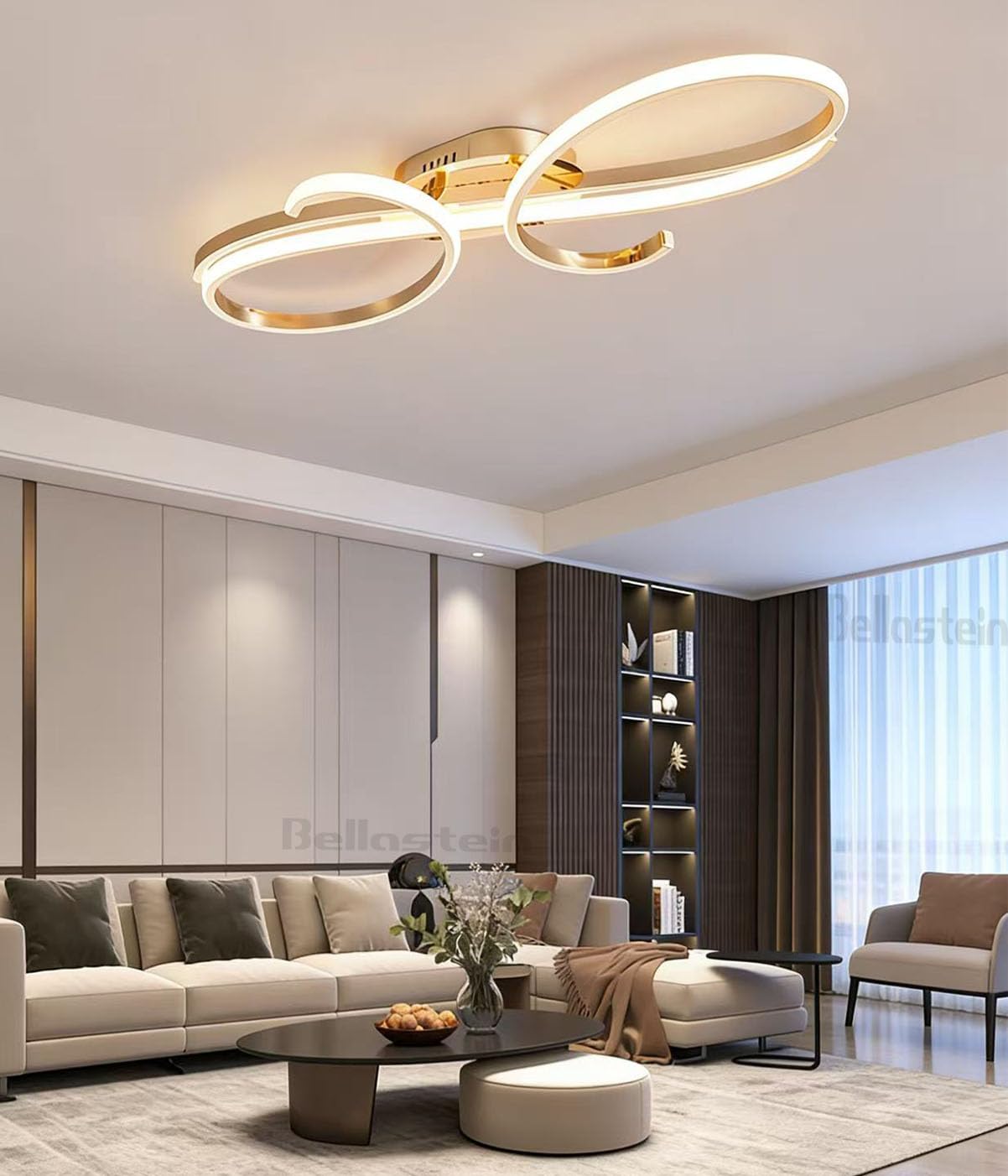 Plafonnier moderne Plafonnier LED à télécommande dimmable salle à manger Suspension Lampe, créative dimmable Plafond lampe chambre à coucher suspension, lampe de cuisine,de Salon (or, 80cm)