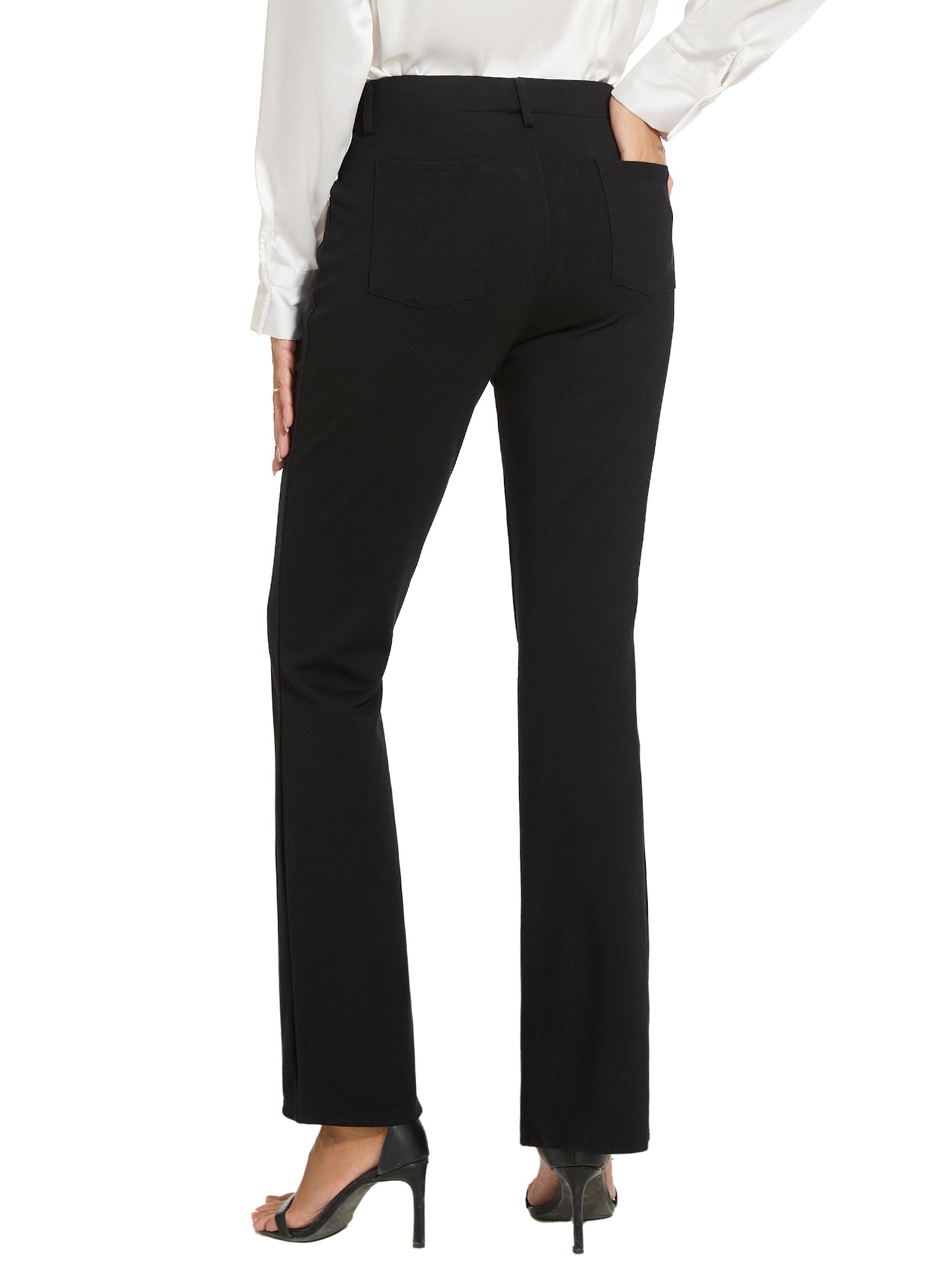 adorence Pantalones Vestir Mujer - Pantalones Negros Mujer Bootcut Elegante para Oficina y Negocios, Elásticos con 4 Bolsillos 73cm/78cm