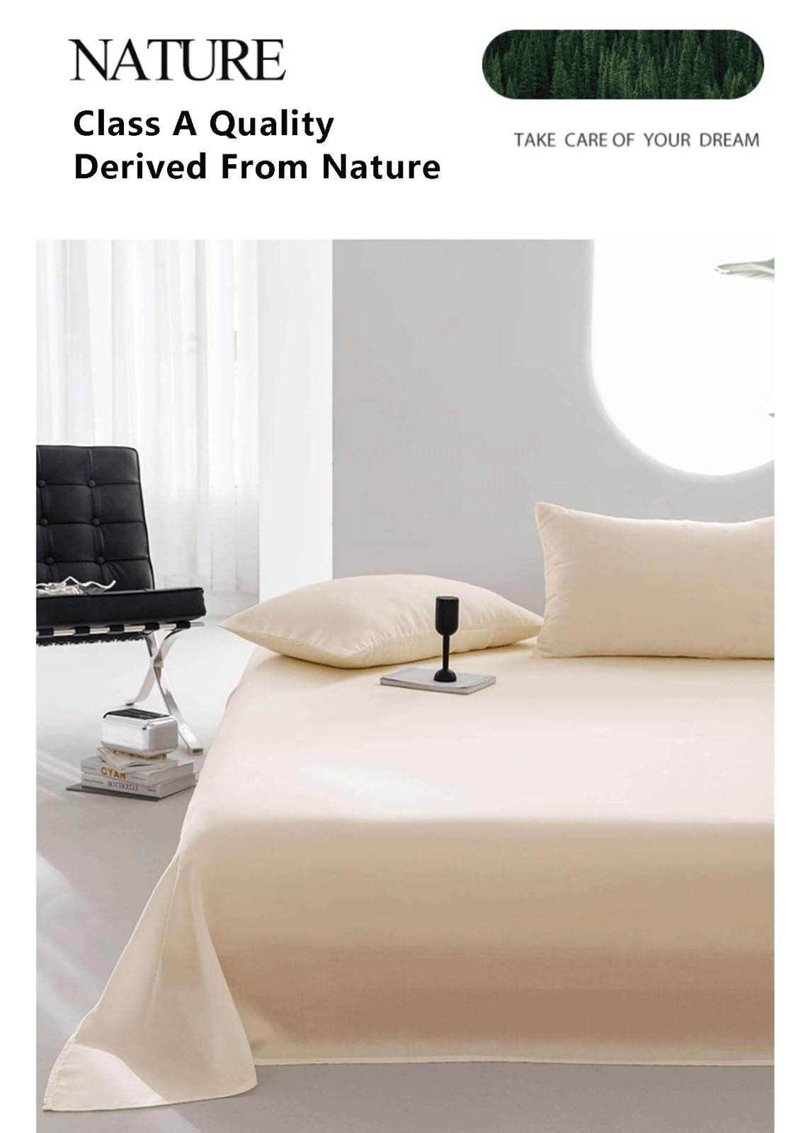 RUZGAR 100% österreichische Eukalyptus Bettlaken Tencel-Lyocell Betttuch Laken Leintuch Haustuch ohne Gummizug vielen Größen und Farben Seidig Weich Glatt(Yellow,160x230cm)