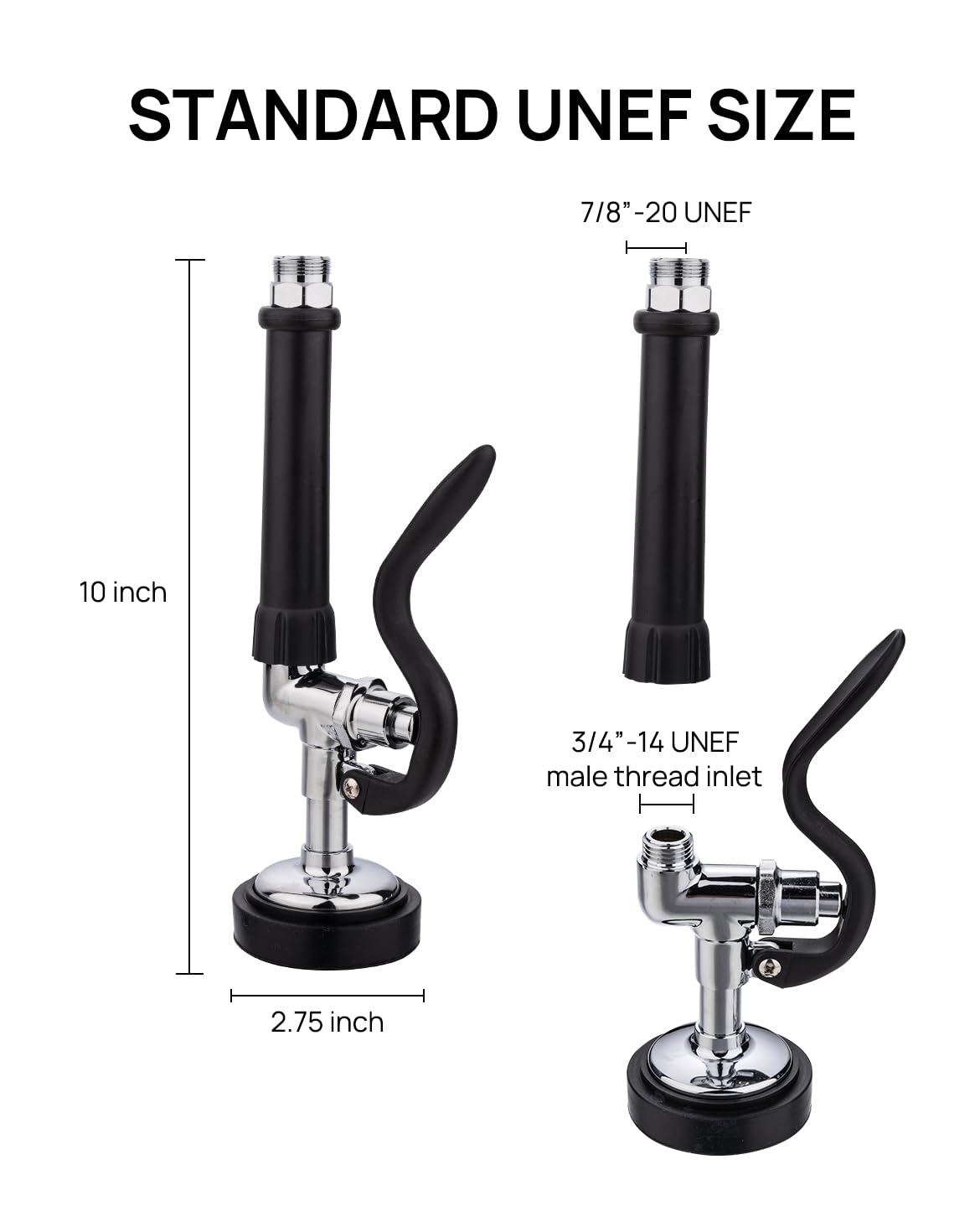 Sepaitek Brass Pre-Rinse Sprayer Replacement – Chrome Plated, 1.15 GPM, 60 PSI, For Commercial Kitchen Faucets & Restaurant Sinks