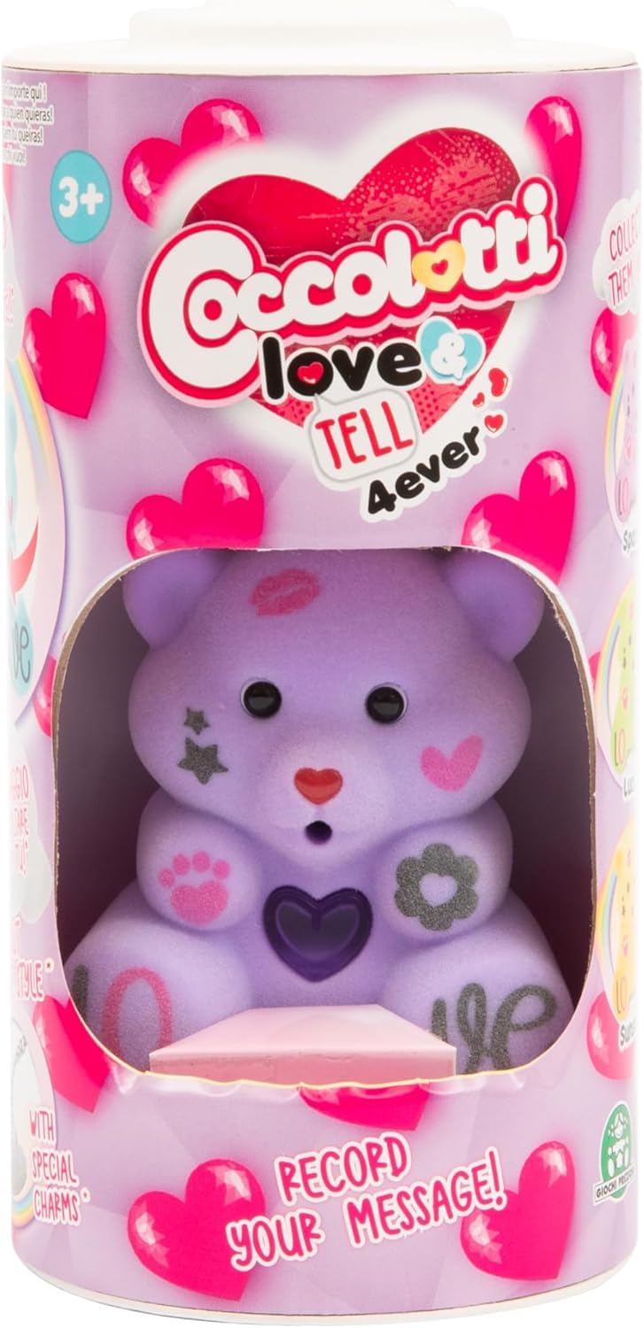 Giochi Preziosi Coccolotti Love&Tell 4ever Orsetto Lilla Con Registrazione Portachiavi Giocattolo Interattivo per Bambini 4+