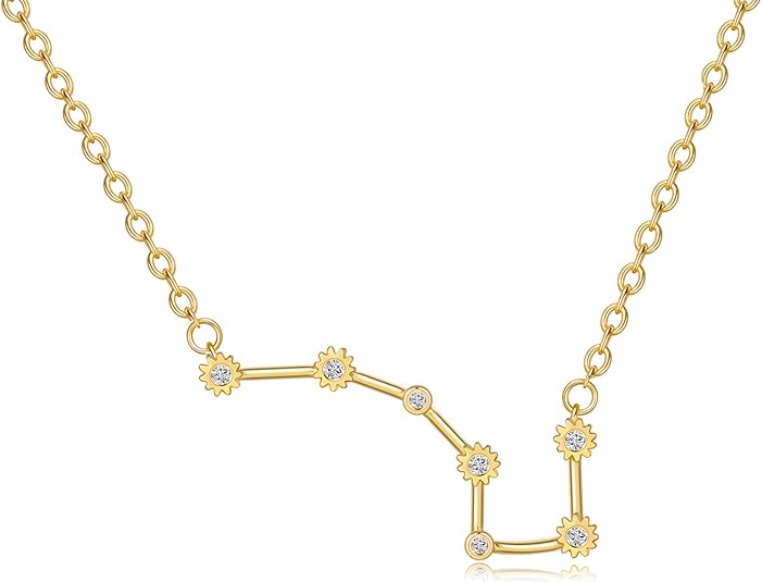 2Pcs Zodiac Necklace for Women 12 Constellation Sign Necklace CZ Astrology Zodiac Star Necklace Birthday Gifts With Message Card Jewelry Clearance