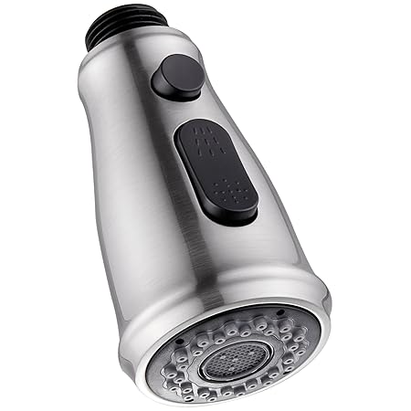 Kitchen Faucet Head Brushed Nickel, APLusee Pull out Faucet Sprayer Replacement, Sink Faucet Sprayer Nozzle, 3 Functions Tap Spray Spout Part