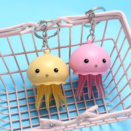 Cute Jellyfish Keychain - Stainless Steel Sea Animal Keyring Charm For Women, Girls, Backpacks