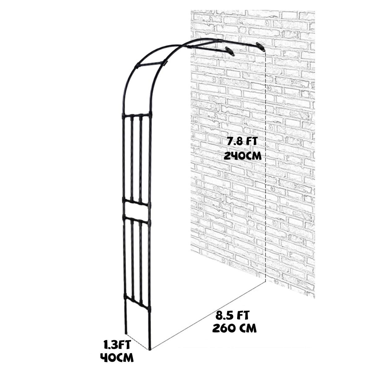 Arco da giardino in metallo per piante rampicanti, arco per rose a metà lato, decorazione per matrimoni, supporto da 60 cm a 300 cm, bianco, 260 x 240 cm (larghezza x altezza), perfetto per cerimonie