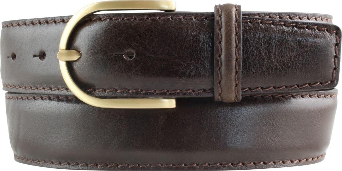 Damesriem van volnerf rundleer used look 4 cm | denim damesriem met gouden gesp 40mm | leren riem vintage look 4cm | cognac 95cm