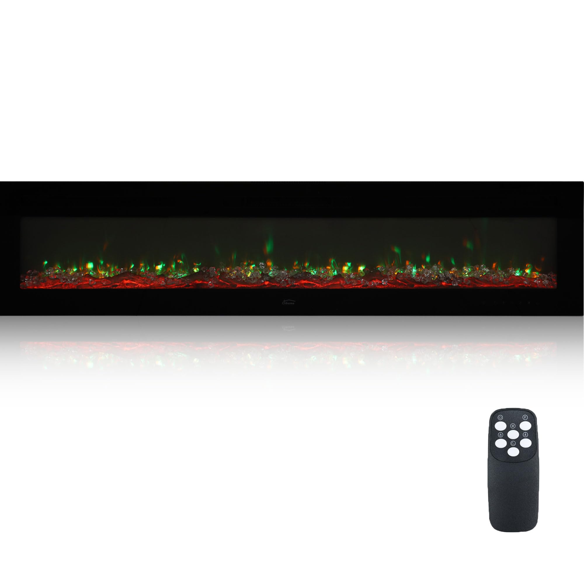 Electric Fireplace Wall Mounted and Recessed 72 Inch LED Fireplace with Remote Control 8h Timer, 12 Flames,Touch Screen, in-Wall FirePlace Heater with Log & Crystal Hearth for Living Room