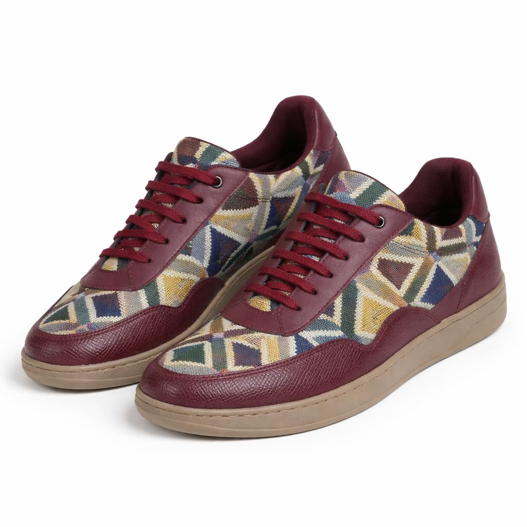 omizoo Women’s Multicolor Casual Sneakers | Premium Jacquard Fabric & Leather Finish | Lightweight Lace-Up Shoes | Comfortable Fashion Sneakers-picture-43