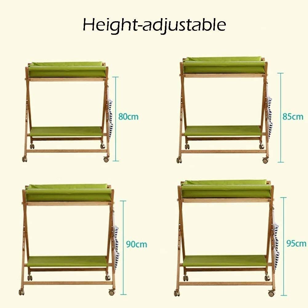 MObyat Cambiador de Pañale,Plegable de Madera con Almacenamiento y tapete Impermeable, Cambiador portátil para niños pequeños con Ruedas