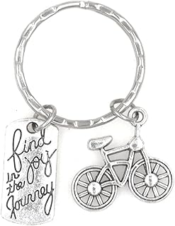 Find Joy in the Journey Graduate Retirement Accomplishment Gratitude Gift Bicyclist Bicycler Wheeler Biker Cyclist Race Finalist Winner Tournament Participant Bicycle Keychain 105J