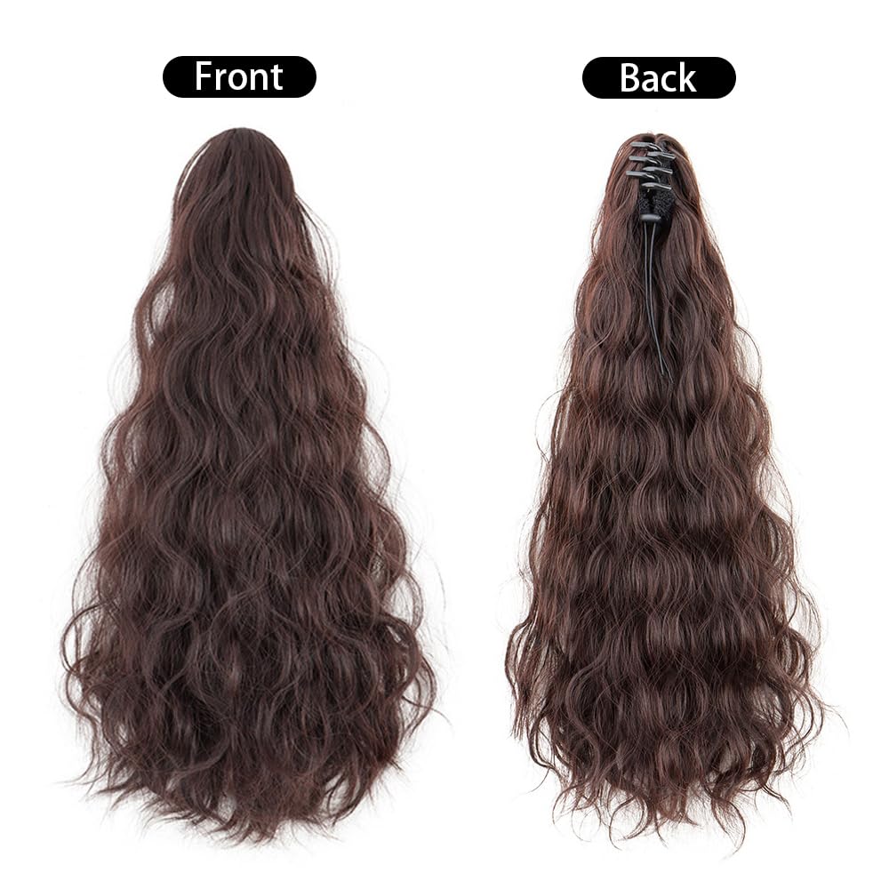 TTPSRY 50cm Water Wave Claw Clip Ponytail Hair Extensions Realistic Synthetic Hairpiece for Women Easy Clip In Style Adding Volume and Length(Light brown) - Image 4
