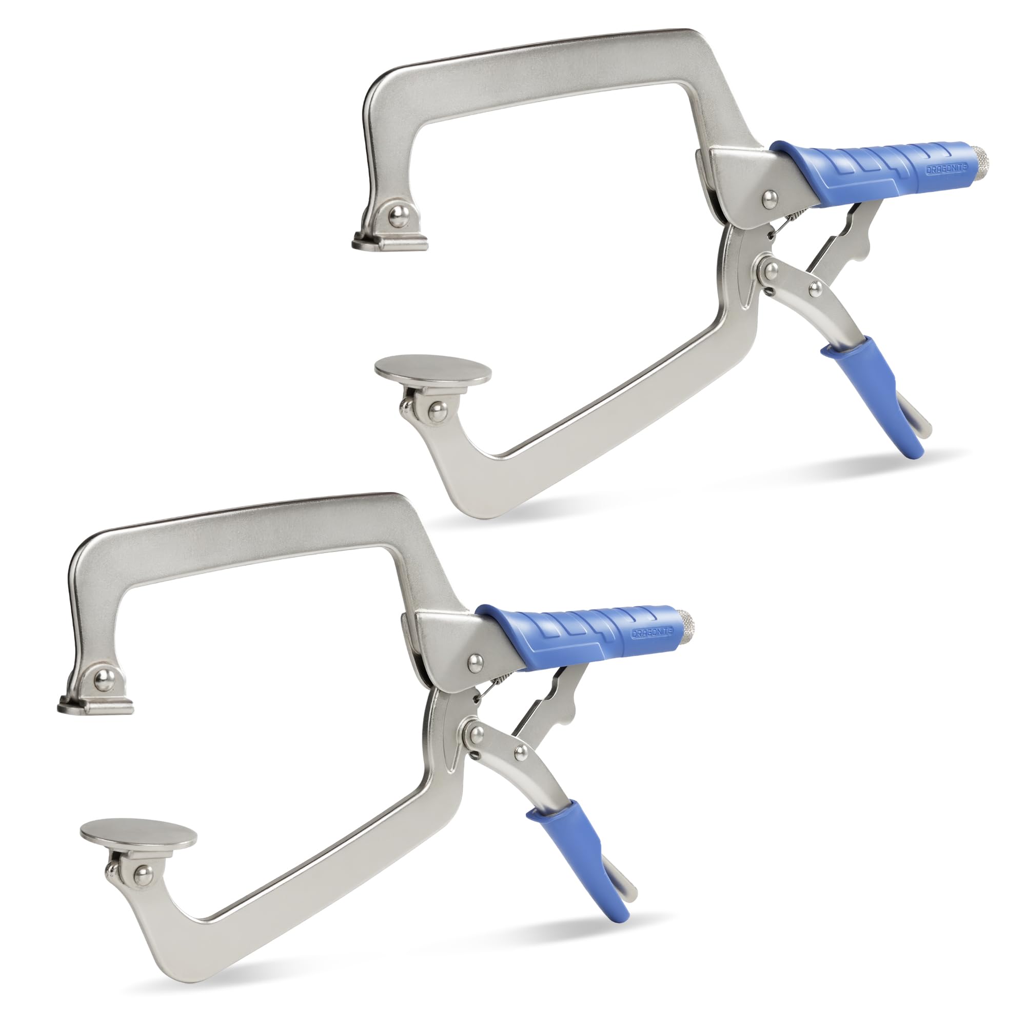 DRAGONITE Heavy Duty C Clamp, Vise Grip Locking Pliers With Swivel Pads, 15 Inch Face Clamp for Woodworking, Welding and Pocket Hole Joinery, 2 Piece