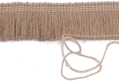 Miniatura 5 de Encaje de yute con flecos de arpillera, 1 pulgada de ancho, 5 yardas de largo, para ropa, accesorios, vestido de boda latino y decoración de lámpara