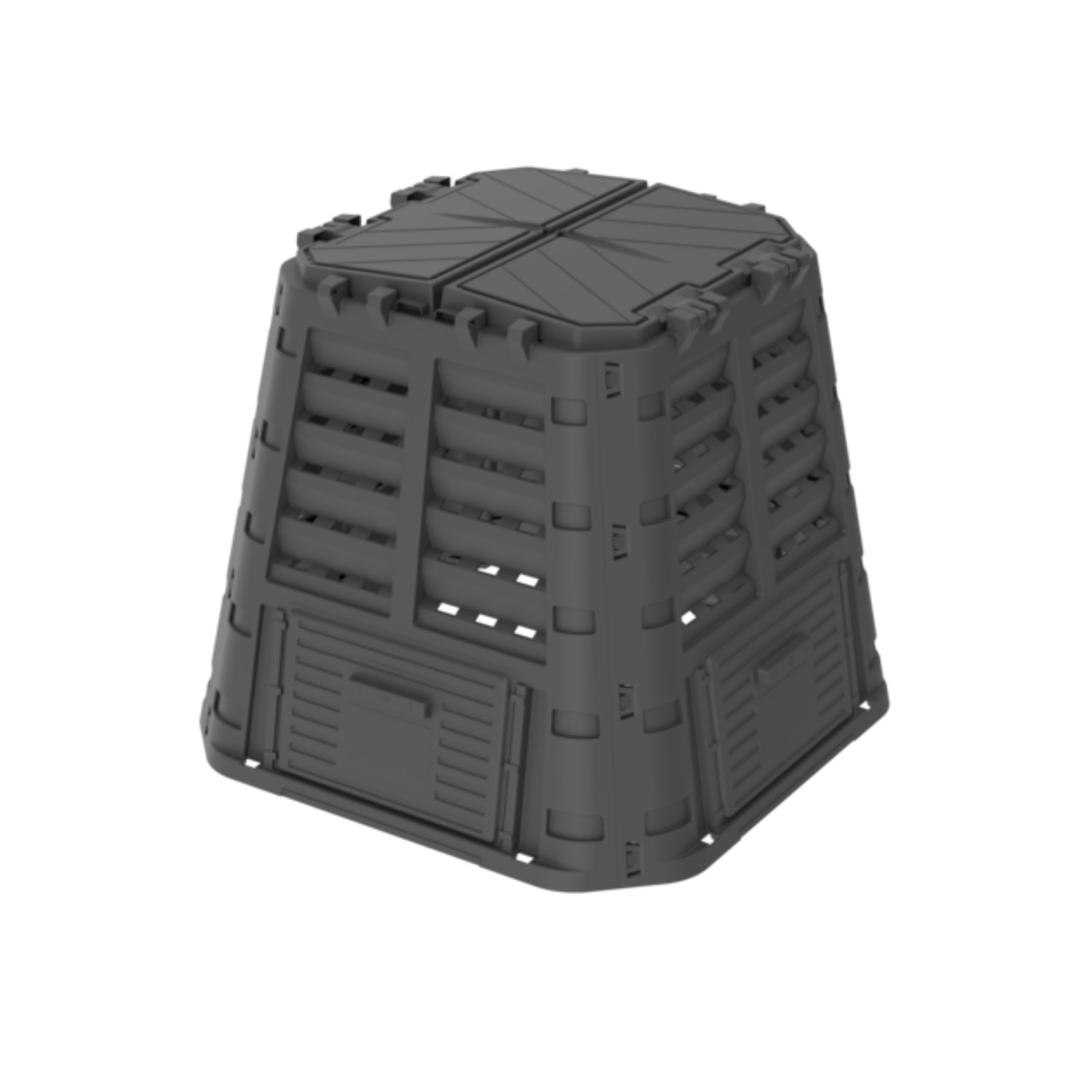 ViD Composteur de jardin 480 l, noir, 93 x 93 x 80 cm, composteur rapide, robuste, résistant aux intempéries, composteur thermique avec système de ventilation, plastique