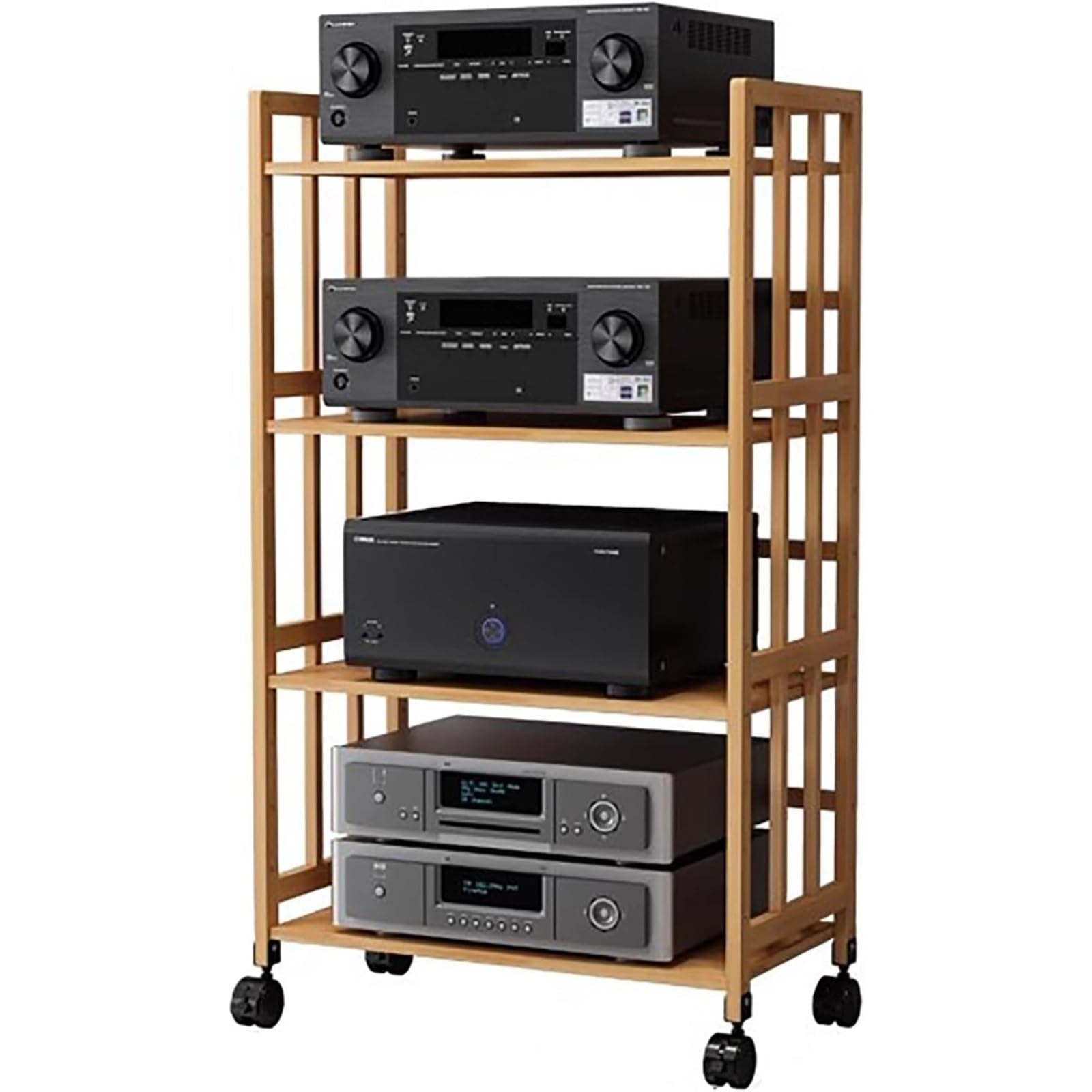 Mensola multimediale Regolabile a 5 Ripiani per TV e Lettore Dvd – Mobile con vano Stereo e Contenitore per vinili, Supporto HiFi per decoder, mobili per Home Theater (60 x 38 x 123 cm)