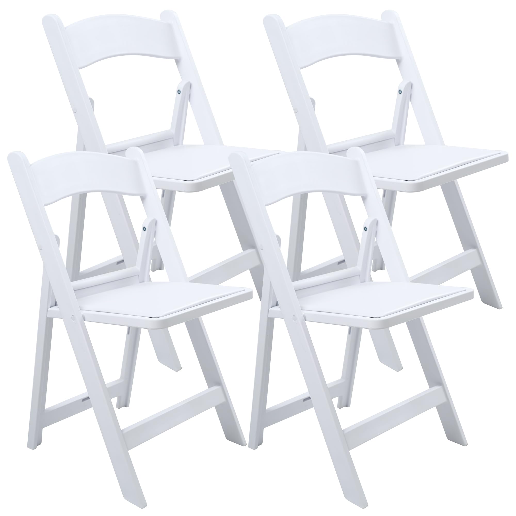White Resin Folding Chair with Cushion & Backrest,700LB Weight Capacity Event Chair,Indoor/Outdoor Lightweight Foldable Chair for Meeting Room/Party/Hotel/Garden