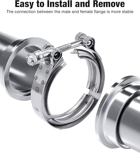 Vista 3 de EVIL ENERGY Abrazadera de banda en V de 3.0 pulgadas con brida macho hembra de acero inoxidable