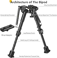 Vista 2 de CVLIFE Bípode de 6 a 9 pulgadas con adaptador para M-Rail