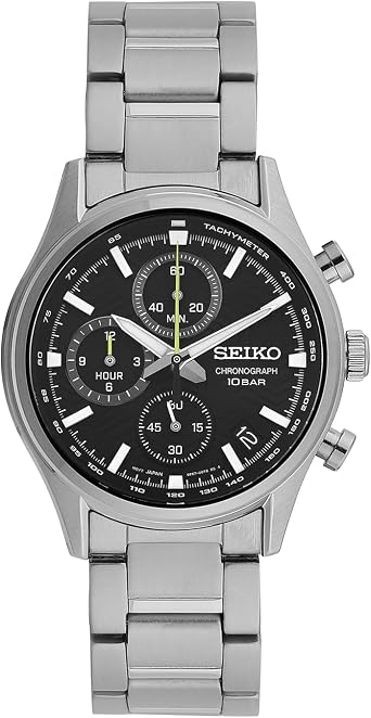 Seiko SSB419P1 Mens Wristwatch, Chronograph Overseas Model, Black
