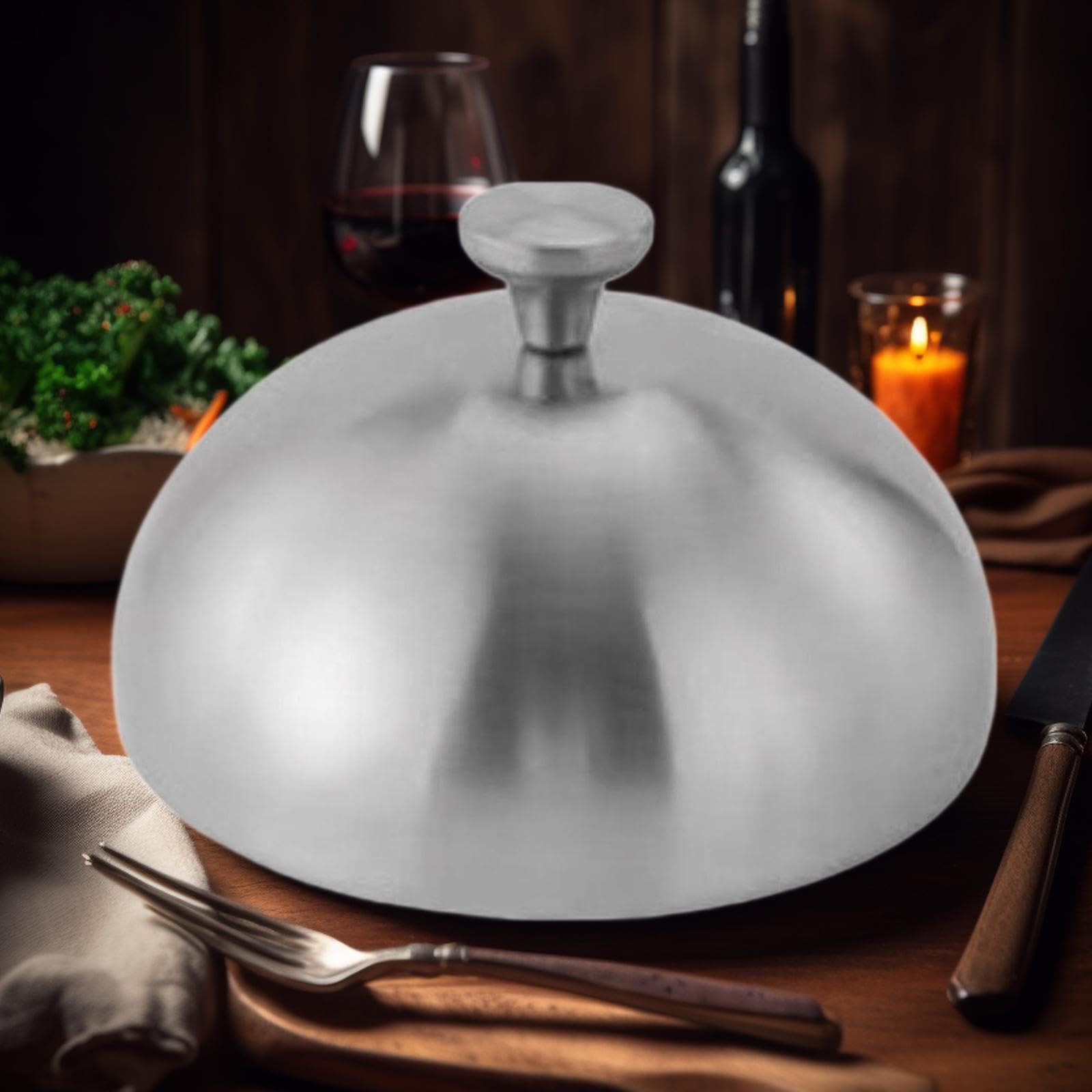 rockible Couvercle à Badigeonner avec Poignée, Couvercle en Métal pour Faire Fondre Le Fromage et Barbecue, 30cm