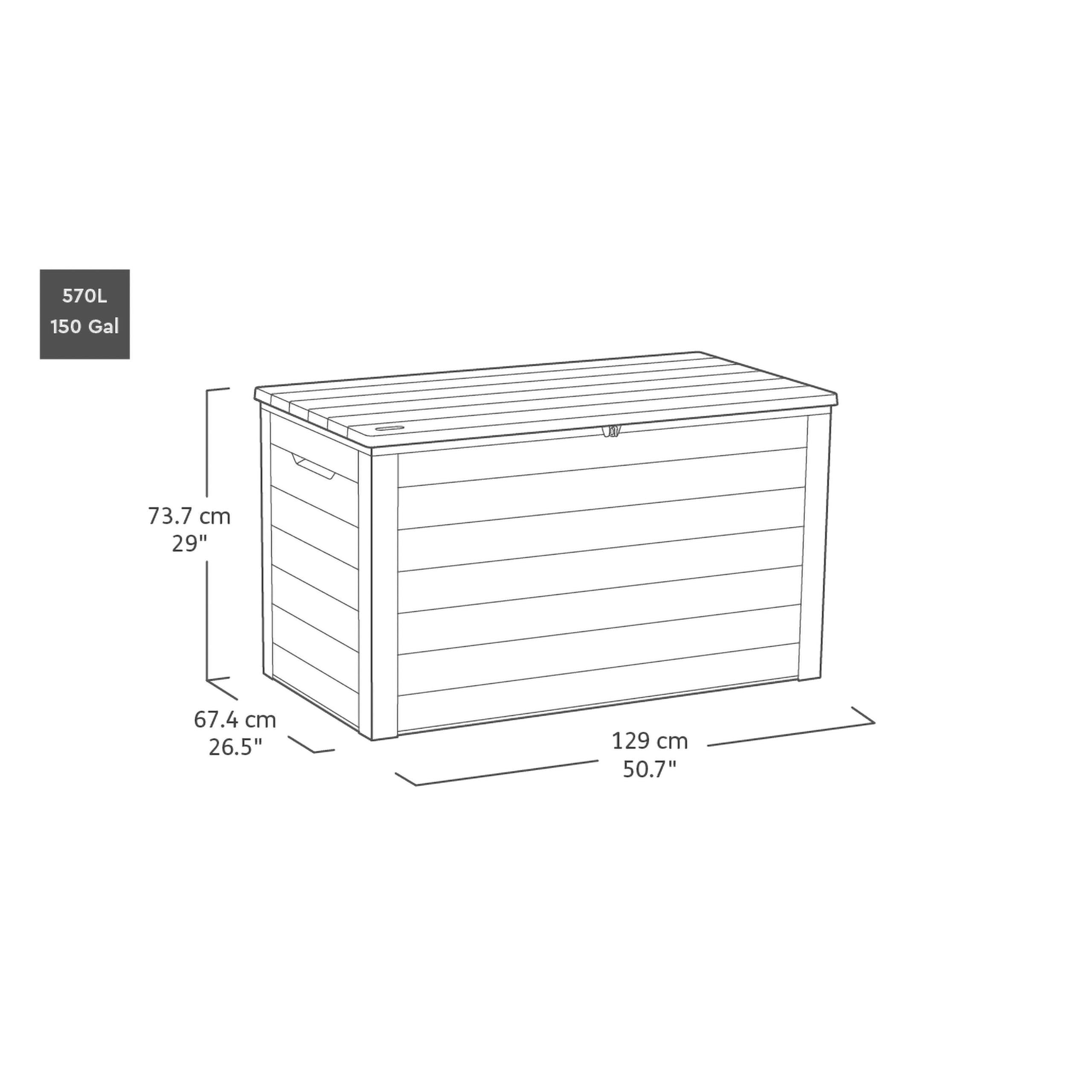 Keter Signature Aufbewahrungsbox 570L Rosenholz – Wetterfeste Gartenbox in Holzoptik mit Sitzfunktion & Gasdruckfedern – UV-beständige Kissenbox, abschließbar