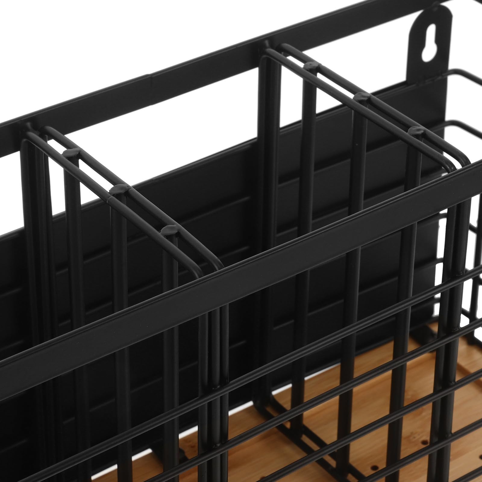 SHINEOFI Porte-couverts Magnétique Noir en Fer et Bois, 3 Compartiments