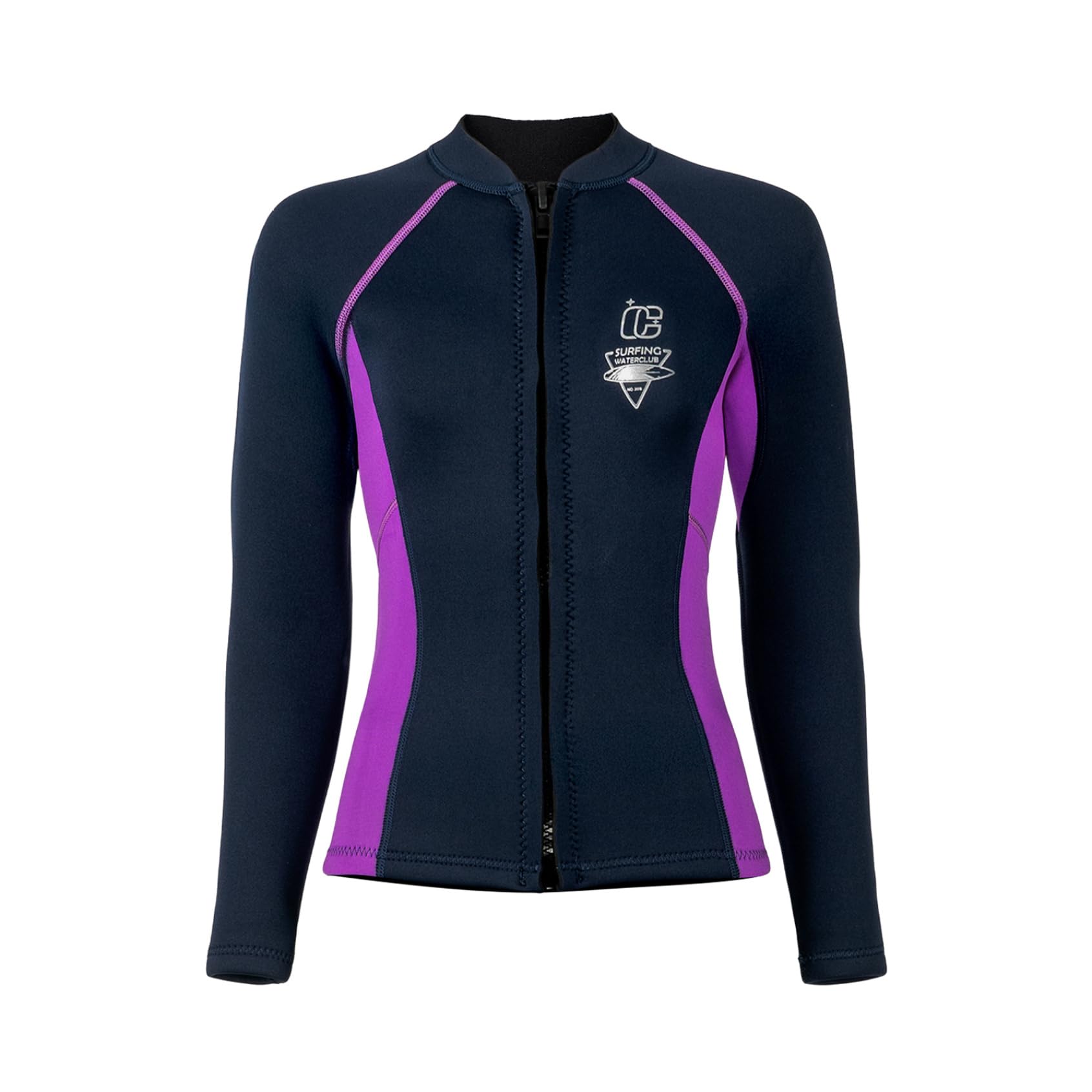 Veste Néoprène Femme 3mm Thermique Manches Longues Veste De Plongée Rashguard avec Fermeture Éclair pour Nager Plonger Surfer Snorkeler