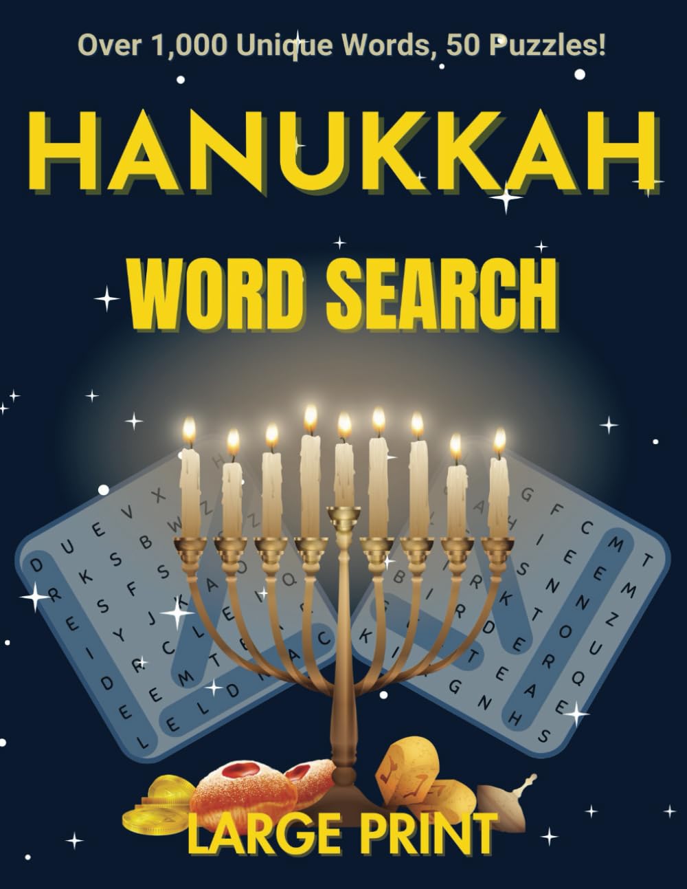 Hanukkah Word Search: Over 1,000 Words Across 50 Themed Puzzles Celebrating the Festival of Lights in Large Print