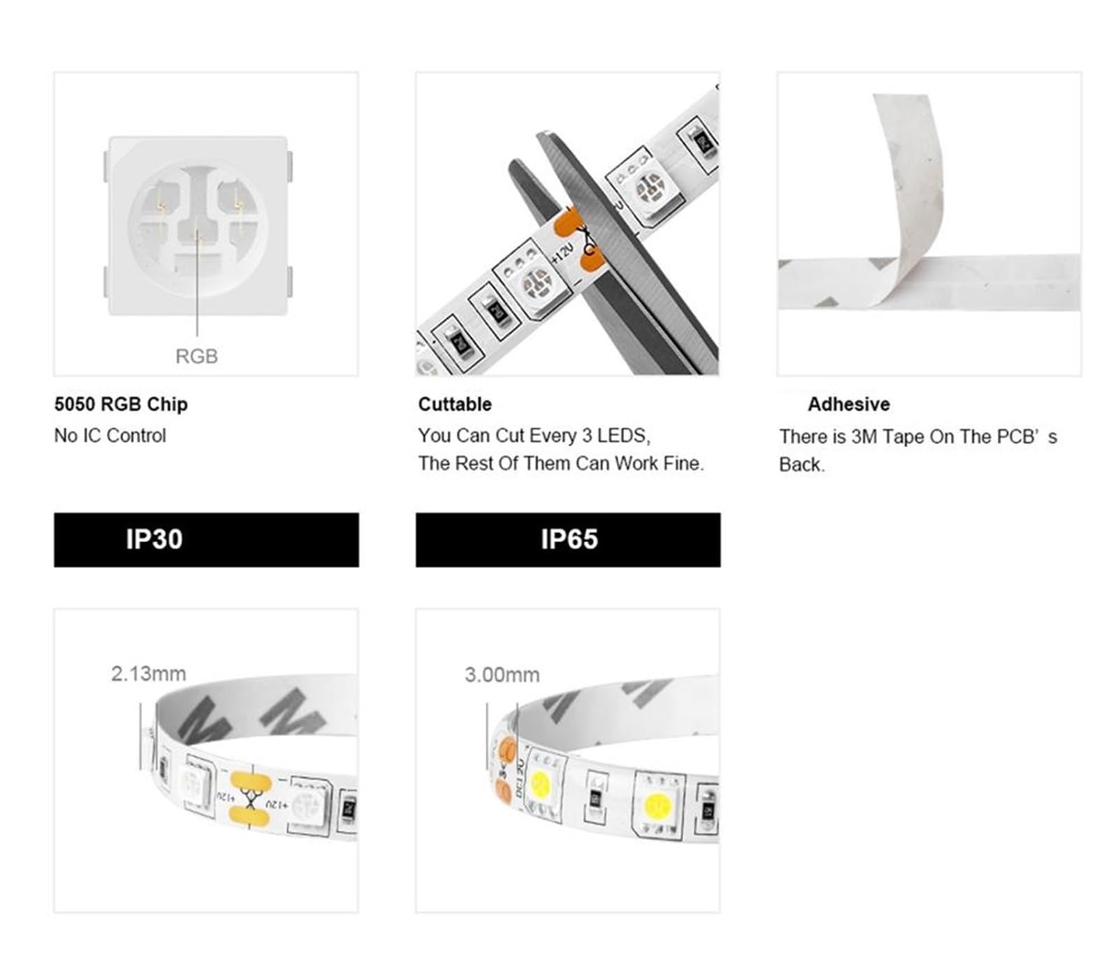 Striscia LED da 5 metri, CC 12 V, 5050, 60 LED/m, luci LED flessibili 5050 LED, 300 LED TV, nastro impermeabile (B PCB, colore verde, W IP65)