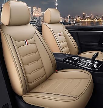 Seat Covers for Cars Leather Full Set Vehicle Seat Protector Seat Cushion Universal for Accord Tahoe Ranger Altima Elantra CRV RAV4, Women Men Girls Seat CoversTan