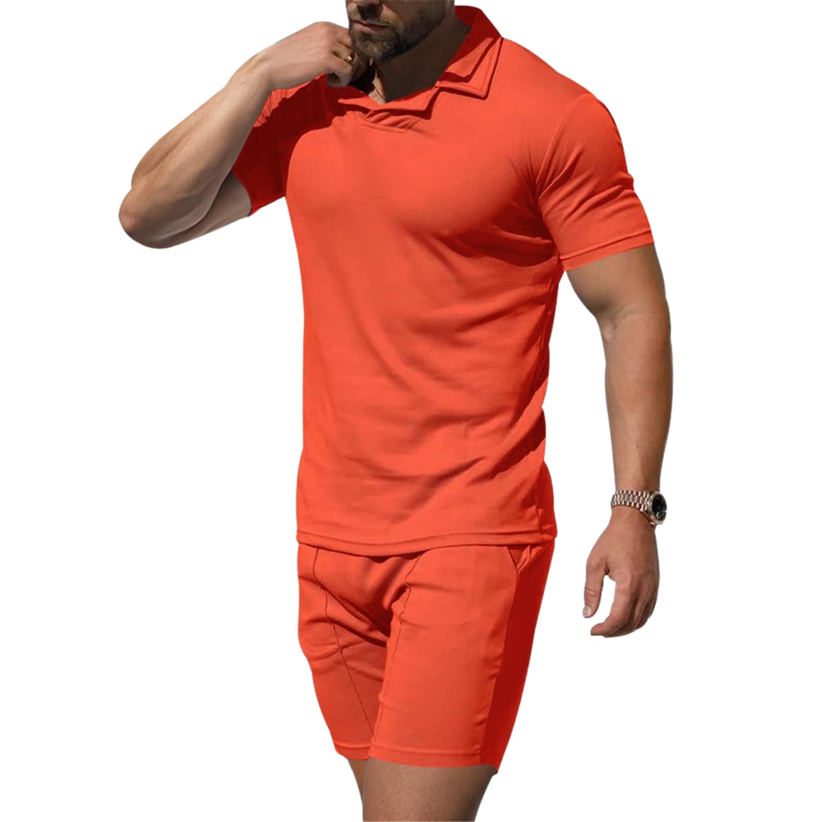 Męskie letnie spodenki z krótkim rękawem i szortami w stylu brytyjskim slim fit sportowe szybkoschnące 2-częściowy strój-jasnoniebieski01-L