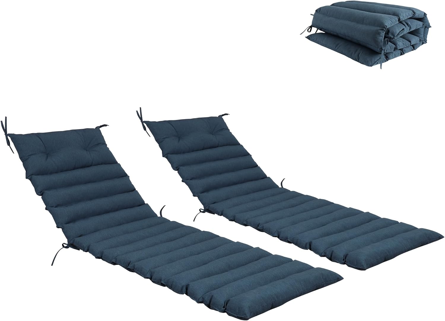 Only choice Chaise Lounge Cushions Replacement Waterproof Outdoor Lounge Chair Cushion with Ties for Garden Lawn Pool Patio Furniture 73”L × 24”W (Navy Blue)