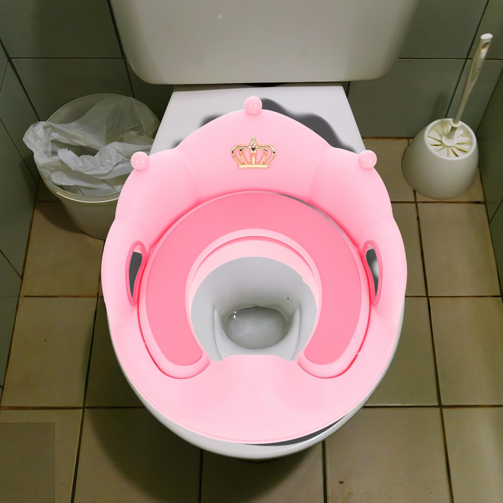 Toilettensitz für Töpfchentraining mit Abnehmbarem Weichem Kissen und Rutschfestem Design Kleinkindersitz für Jungen und Mädchen in Rosa mit Stabilem Griff und Rückenlehne