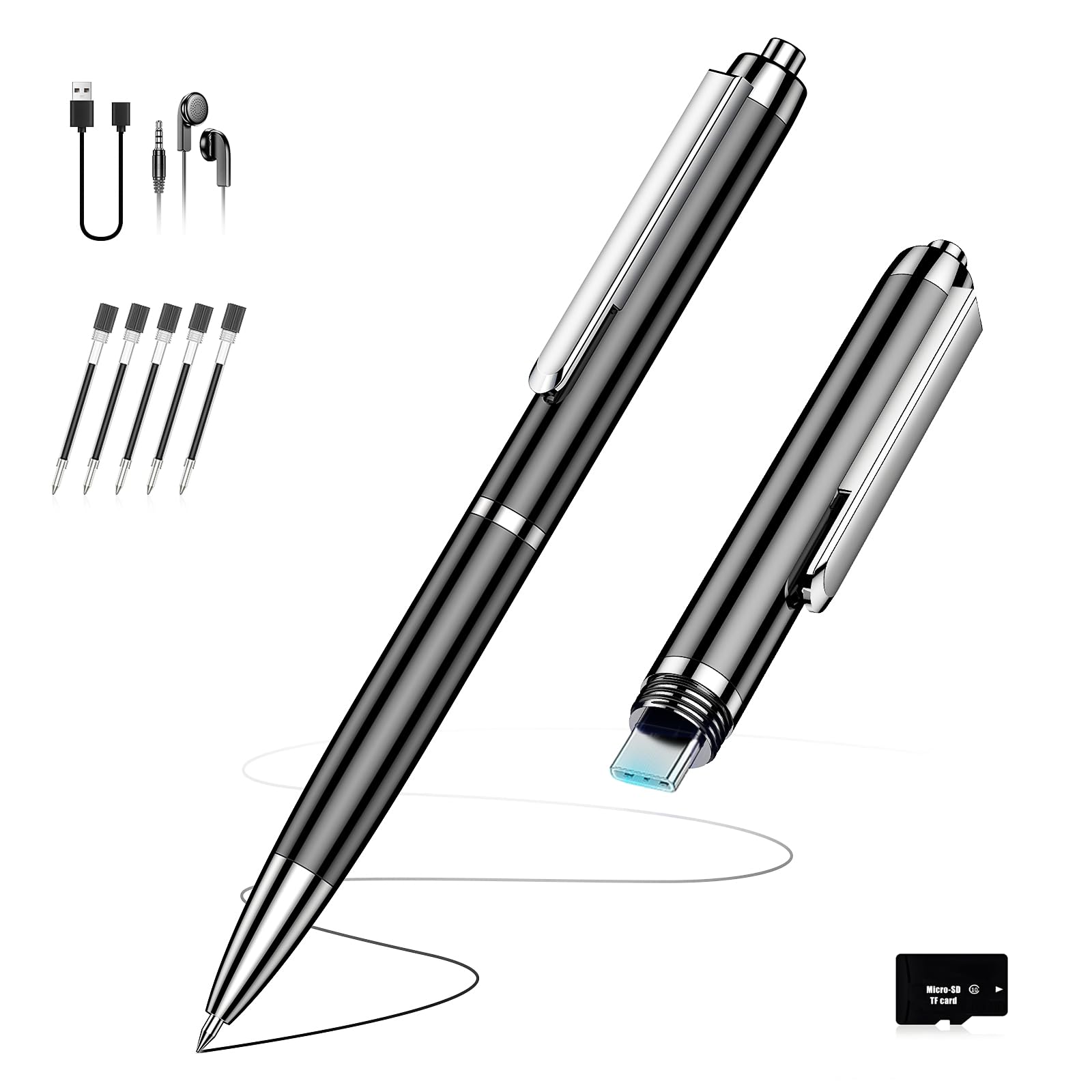 136G Digital Voice Recorder, Playback & Voice Activation Recording Device with 30Hour Continuous Recording, 9800 Hours Record Device with AI Noise Reduction for Lectures/Interviews/Meetings