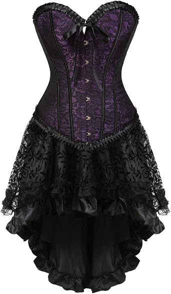 frawirshau Corset Dress Bustier Lingerie Corset Top and Steampunk Skirt Burlesque Costumes for Women Halloween Costume
