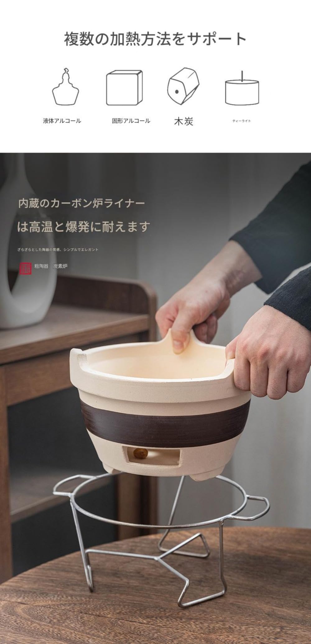Amazon.co.jp: AZIEBAY 囲炉裏風炭火焼炉 家庭用ポータブル炭火コンロ