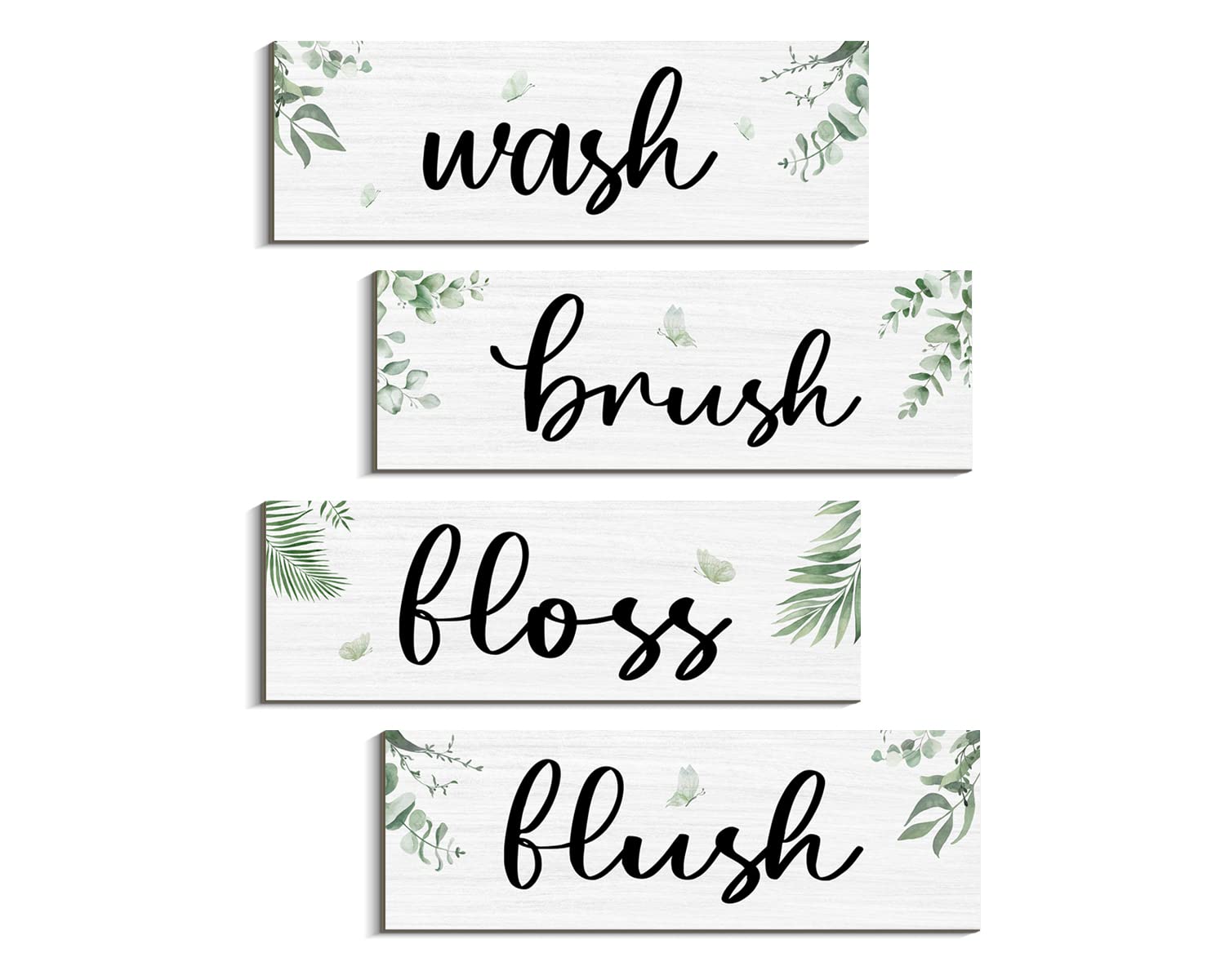 Green Bathroom Wall Decor, Wash Brush Floss Flush Bathroom
