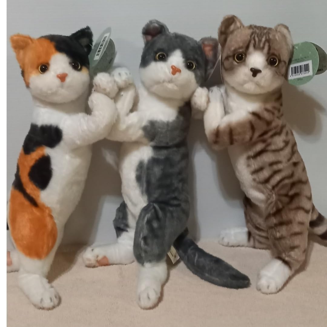 Amazon.co.jp: リアルな猫のぬいぐるみ 三毛 ハチワレ キジトラ 3匹