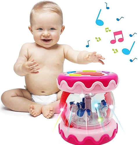 WSJKPA Carrusel giratorio de juguetes para bebés de 18 meses en adelante, juguetes para bebés de 18 a 36 meses, juguete musical para gatear para