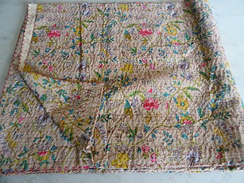 Sophia-Art Indian Twin Gudri Handmade Quilt Bird of Paradise Kantha Bed Covers Quilt 60X90inches