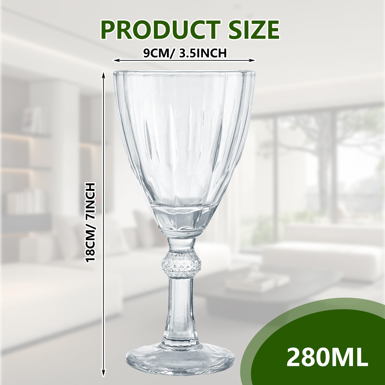 ASelected Juego de 6 copas de vino tinto CPS, copas de vino de cristal de 280 ml, juego de copas para el hogar, bar, cocina, restaurantes, cócteles, bodas, caja de regalo incluida