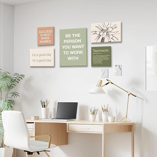Miniatura 6 de YEOION Decoración de pared de oficina, marco de lienzo motivacional para trabajo en equipo, oficina, juego de 6, regalos para compañeros de trabajo,
